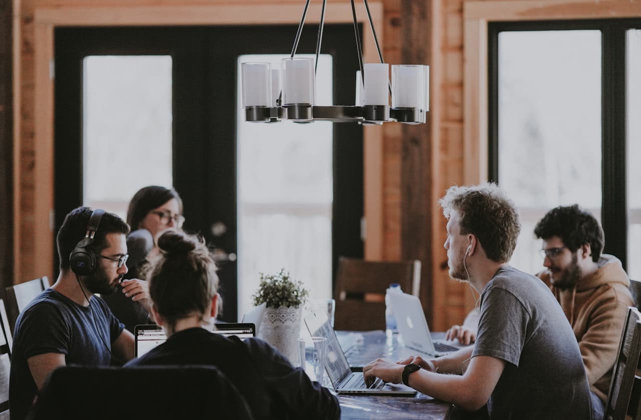 Team collaborating in a modern workplace